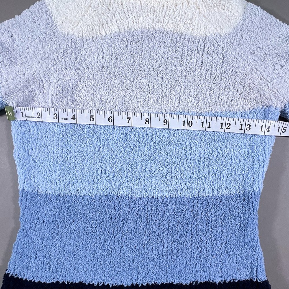 JJ Basics Turtleneck Sweater Horizontal Blue/White Stripes Size Small - Picture 3 of 10